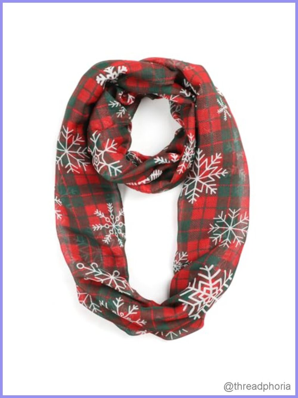 Lightweight Christmas Infinity Scarf for Women Holiday Plaid Fashion Neck Warmer